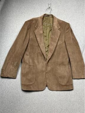 Members Only Corduroy Brown Blazer Coat Mens 44 L Casual Winter Classic Holiday